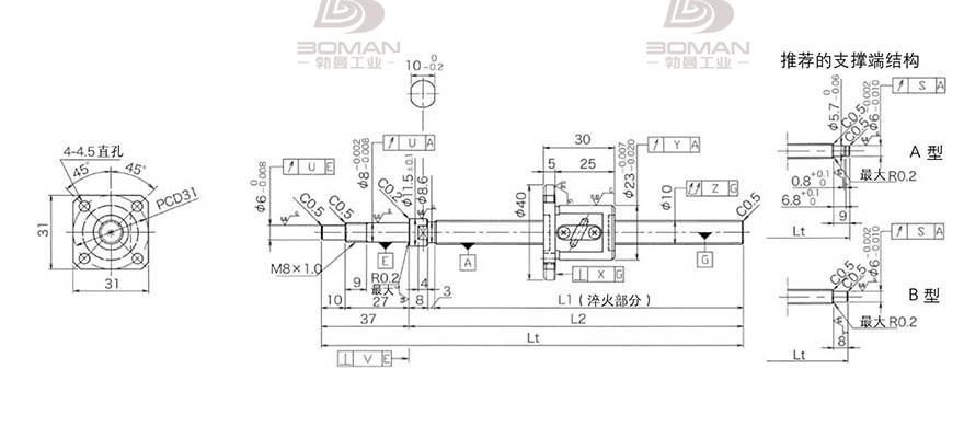 KURODA GP1002DS-EAFR-0210B-C3F 黑田精工滚珠丝杆型号